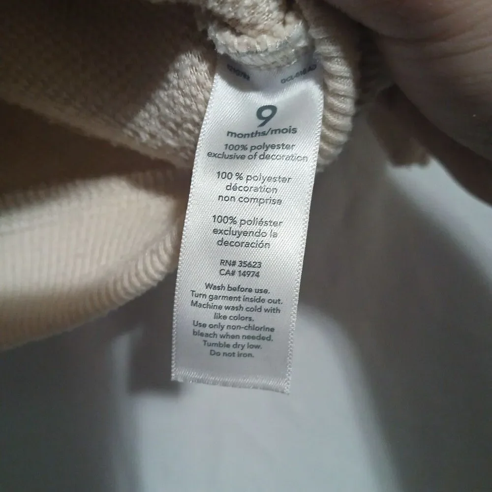 Carters Fleece  Tan 9 Mth Jacket Sweater Full Zip Expert River Guide Patch